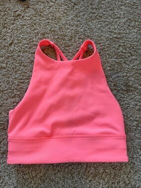 Bright Neon Pink High Neck Sports Bra